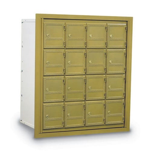 16-Door Front Load Brass Mailbox